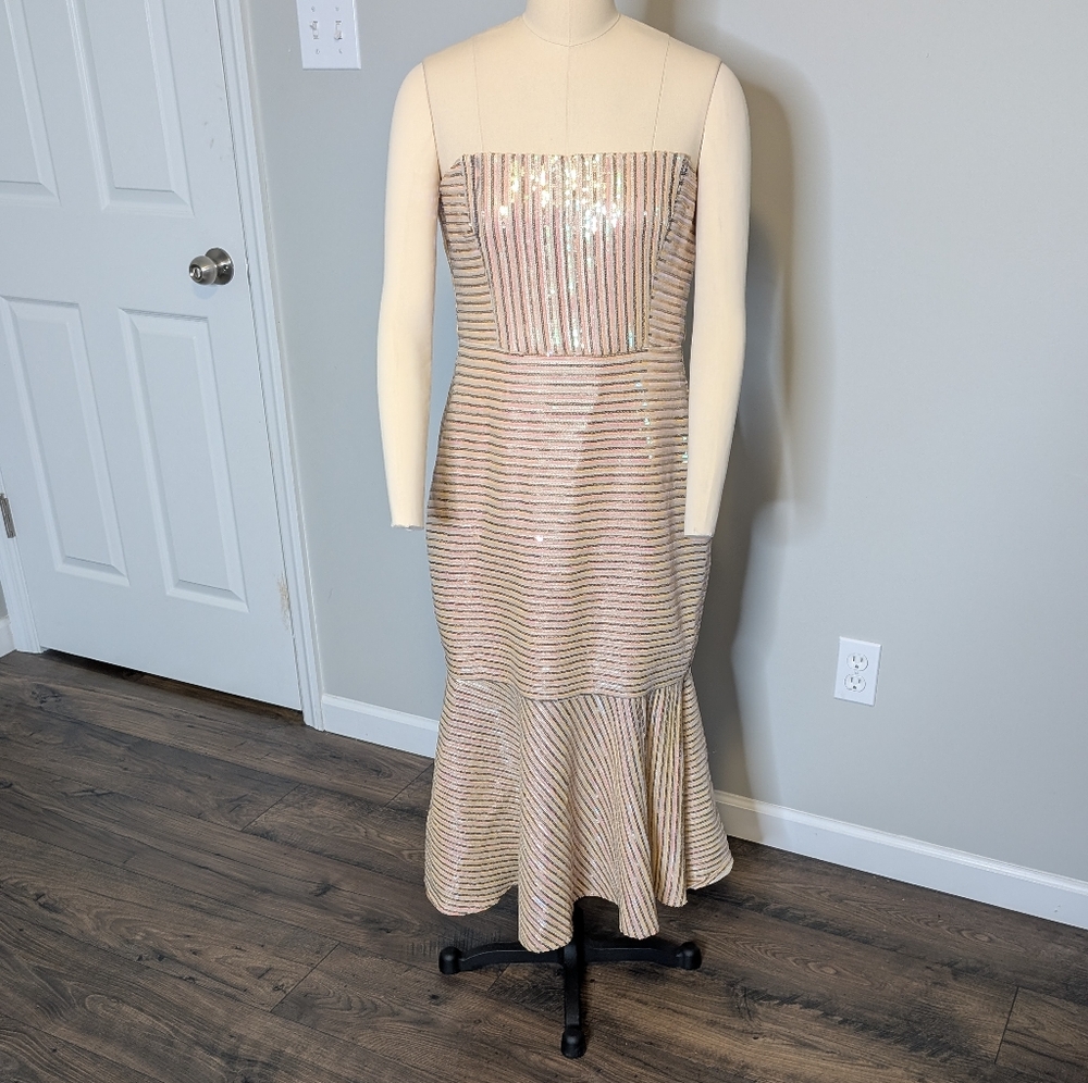 Lina Blush Pink Sleeveless Sequin Trim Mermaid Dress Size Medium See Measurments